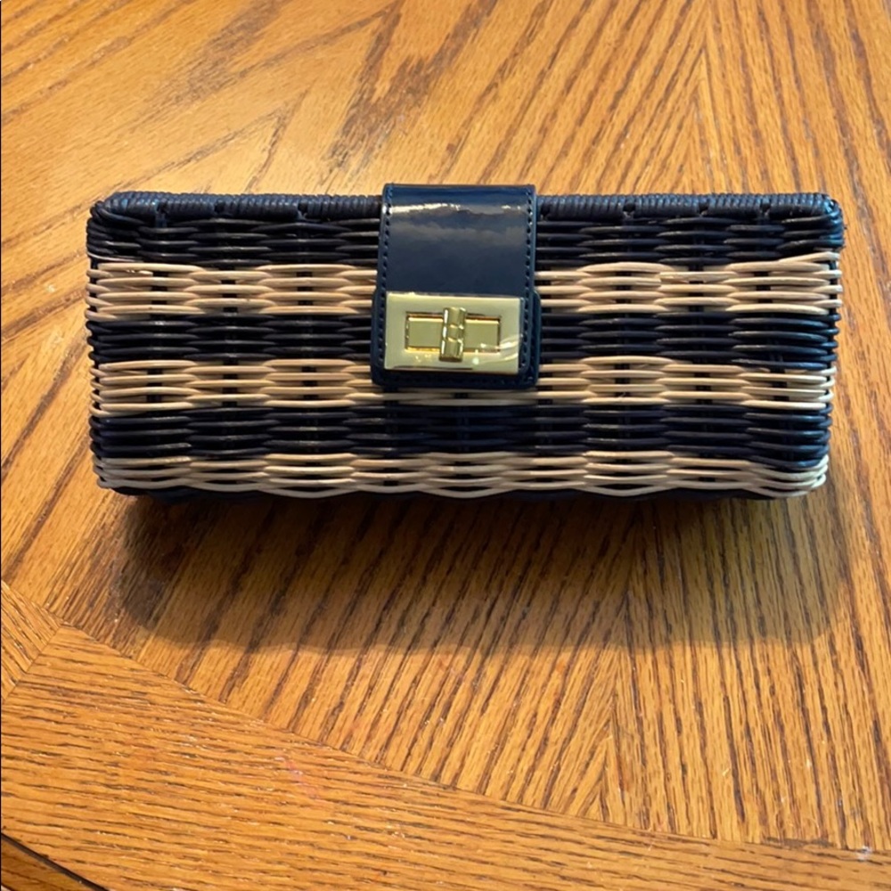 NWT J Crew wicker clutch bag